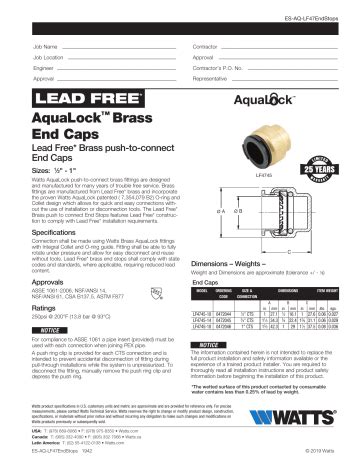 Watts Aqualock Depth Chart