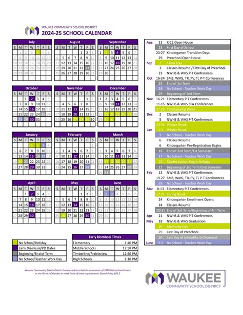Waukee School Calendar