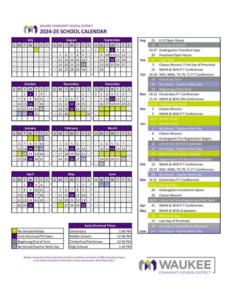 Waukee Schools Calendar