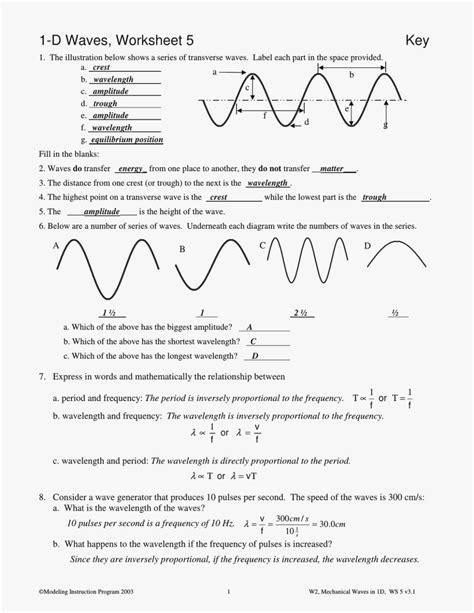 wave basics worksheet answer key