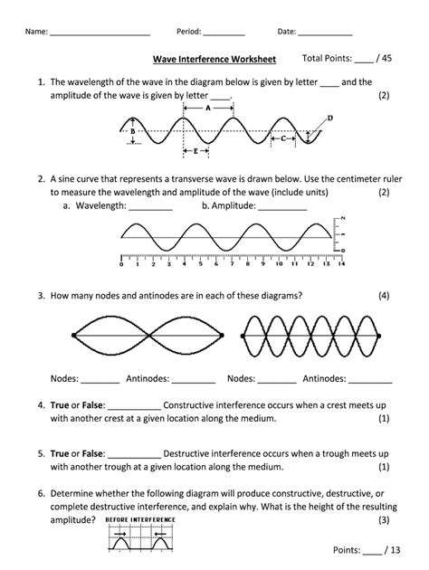 wave interference worksheet answer key