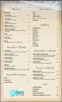 waves bar and kitchen menu