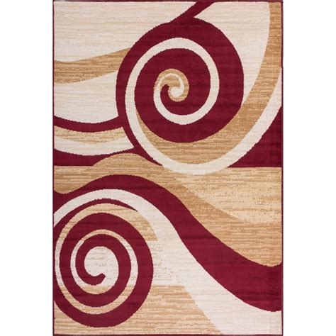 Waves Red Area Rug
