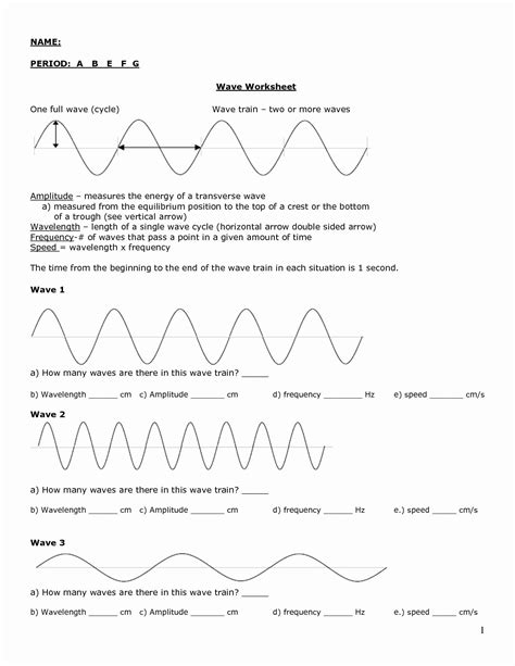 waves review worksheet answer key