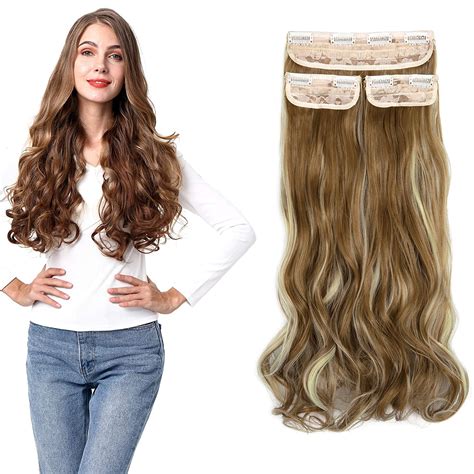 24" Straight Curly Wavy 3 Pieces Hair Extensions Natural Straight Clip