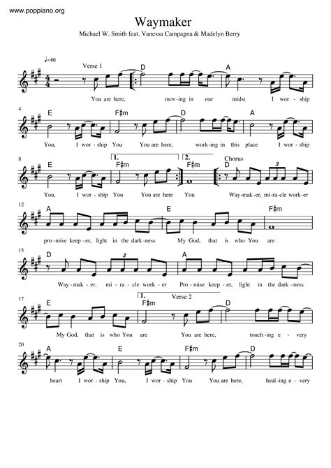 way maker piano chords pdf