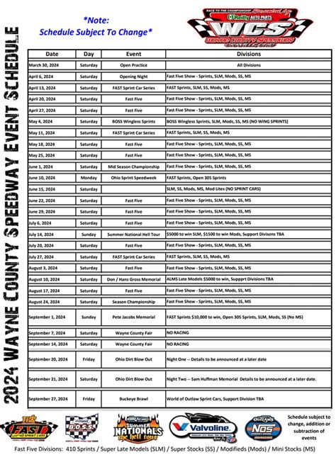 wayne county speedway 2024 schedule