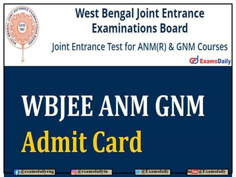 wbjee anm gnm admit card 2022