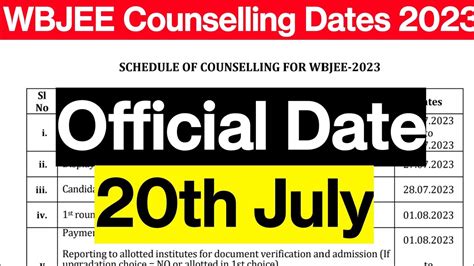 wbjee counselling date 2020
