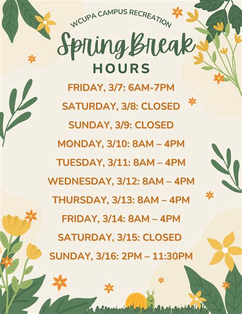 wcupa spring break