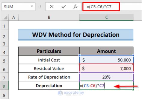 wdv rate calculation formula in excel