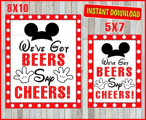 Pink Minnie Mouse You’ve Got Beers Say Cheers Sign Printable Studio