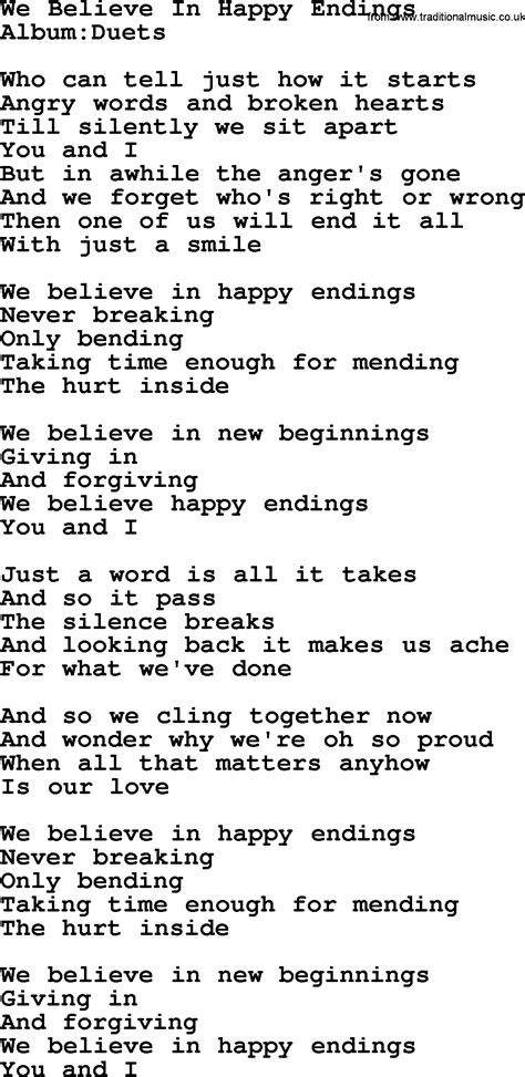 we believe in happy endings song lyrics