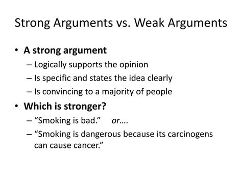 weak and strong arguments