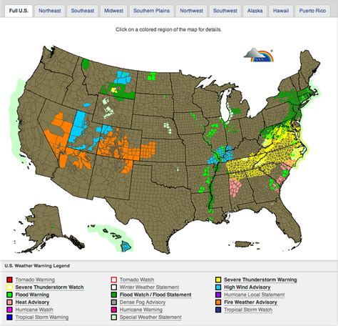 weather advisory map usa