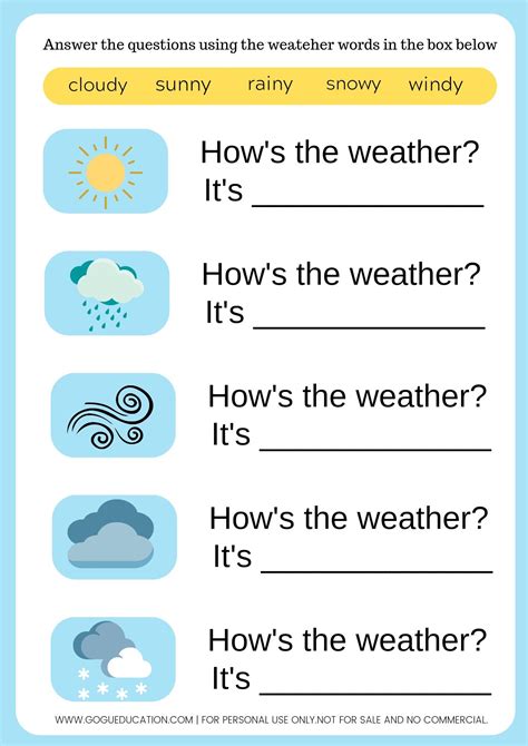 Weather Worksheets for Kids