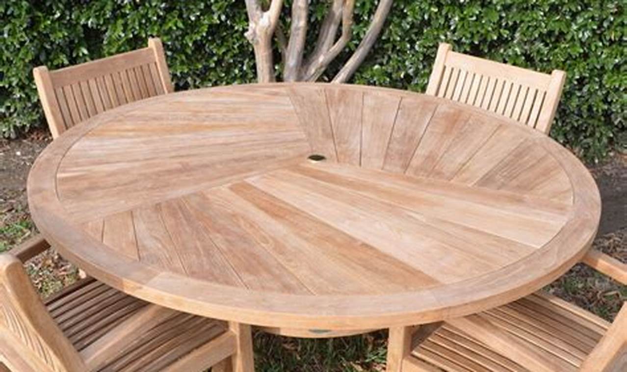weathered teak outdoor dining table