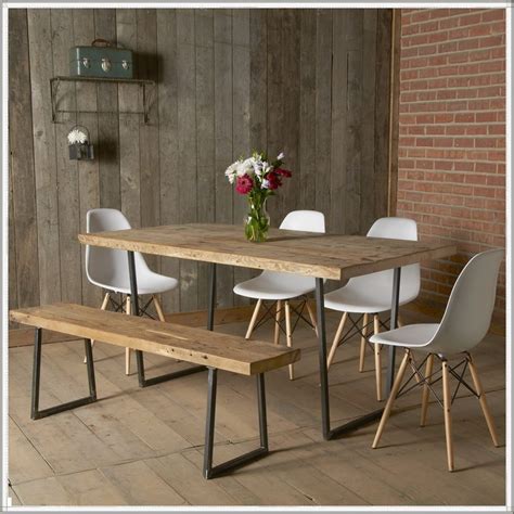 weathered wood dining table and chairs