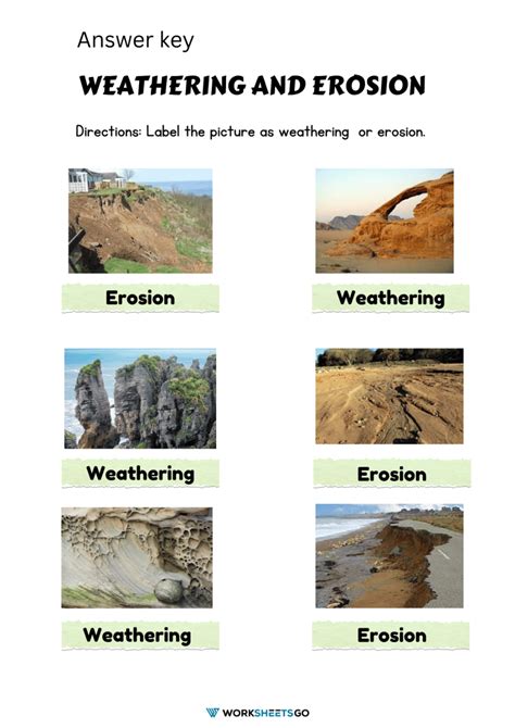 weathering and erosion worksheet answer key