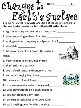 weathering and erosion worksheets 4th grade