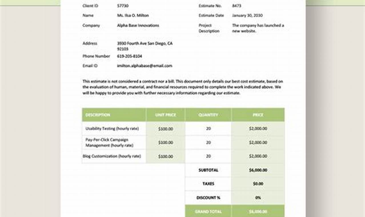 Web Design Estimate Template: A Comprehensive Guide