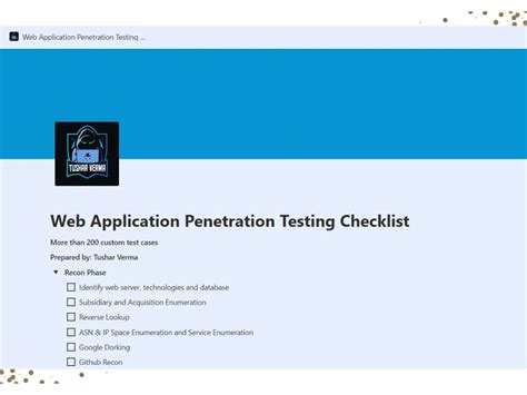 web application penetration testing checklist github