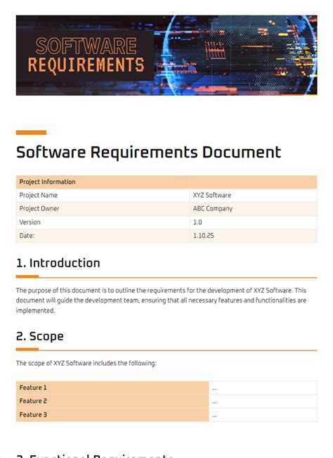 web application requirements document template