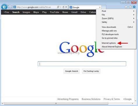 web browser internet options