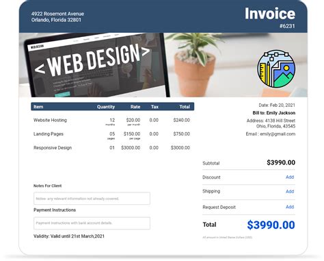 Web Design Invoice Example
