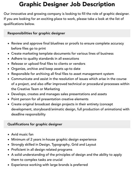 web designer job description tasks