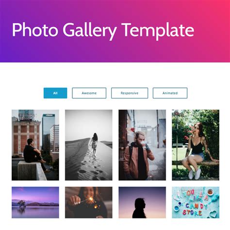 web page photo gallery template