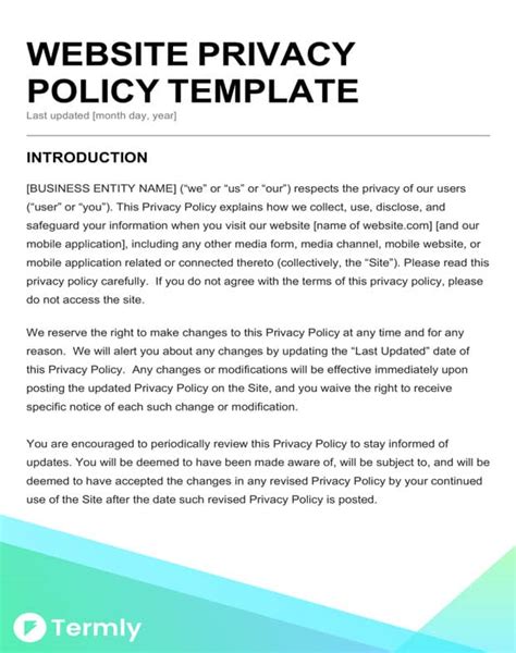 Web Privacy Policy Template