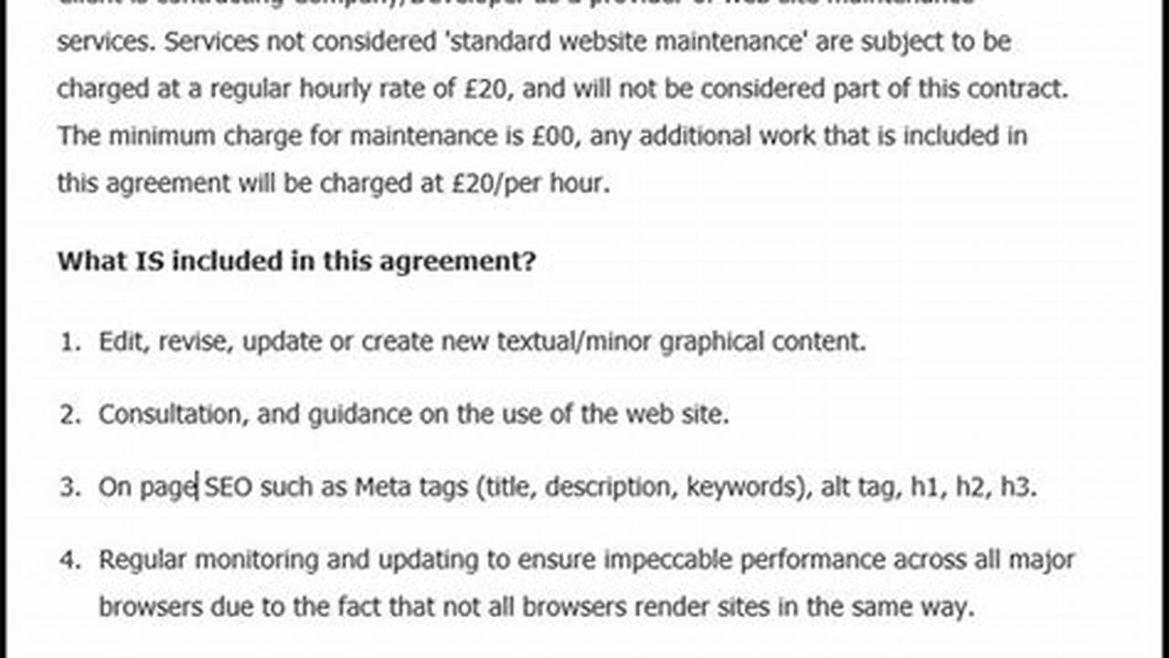 Website Maintenance Agreement Template: A Comprehensive Guide to Protect Your Site's Health