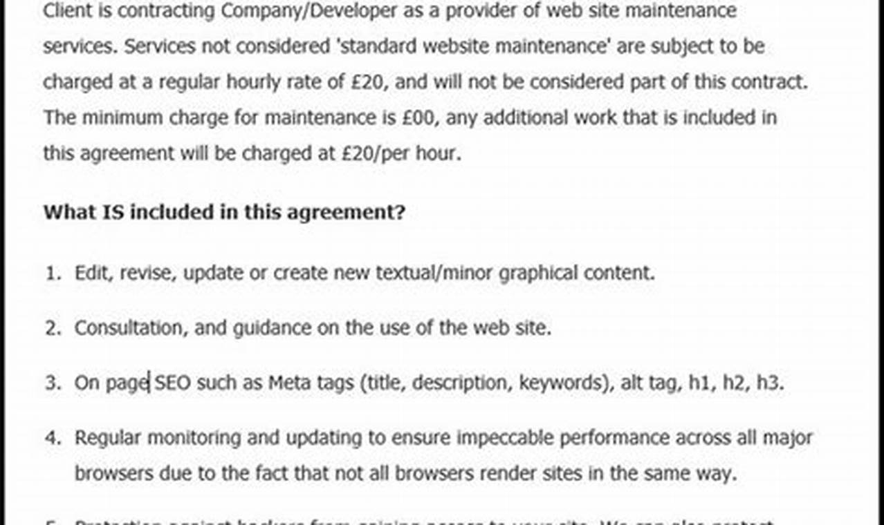 Website Maintenance Agreement Template: A Comprehensive Guide to Protect Your Site's Health