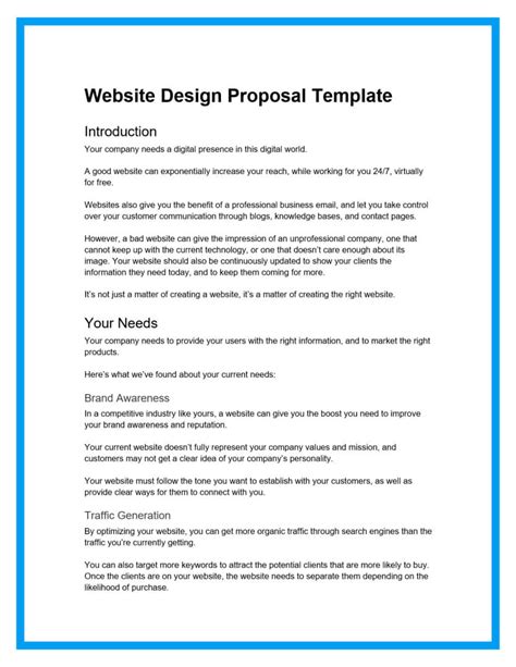 website design proposal email template