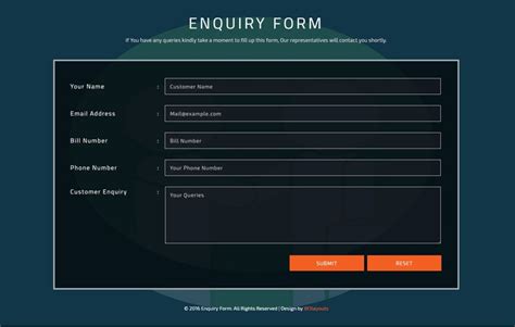 Website Enquiry Form Template