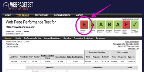 Website trust score and security scan analysis