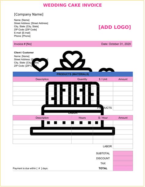 Download Wedding Cake Invoice Template for Free Page 23 FormTemplate