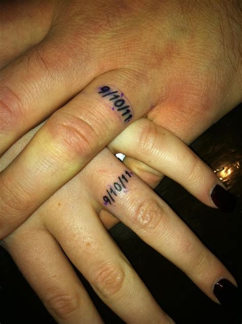 Matching wedding date tattoos