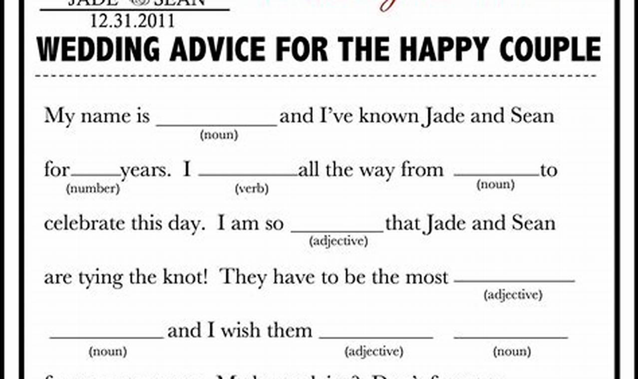 Unleash the Laughter: Wedding Mad Libs for a Hilarious Celebration!