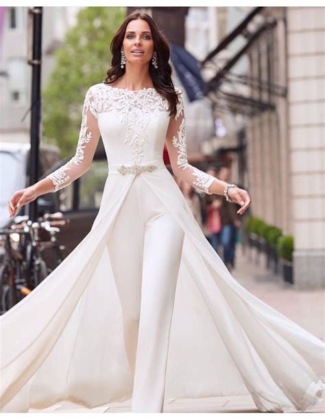 Bridal Pantsuit Wedding Dress With Long Suit Jacket With Train • Boho