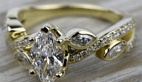 Wedding Rings Marquise Cut Diamond Engagement Ring 1 Ct Tw Round 14k White Gold