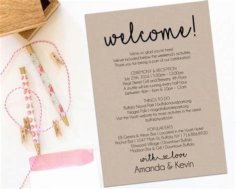Letter Template, Wedding Itinerary Card, Bag Letter, W