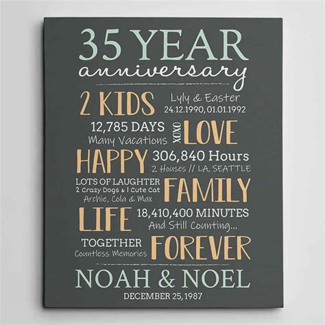 35th Wedding Anniversary Card 'Happy Coral Etsy