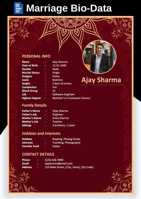 Download 20+ Stunning Marriage Biodata Word Format PDF And Image