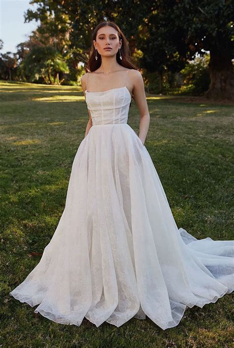 T212058 Embroidered Lace Wedding Dress with Deep Vneckline