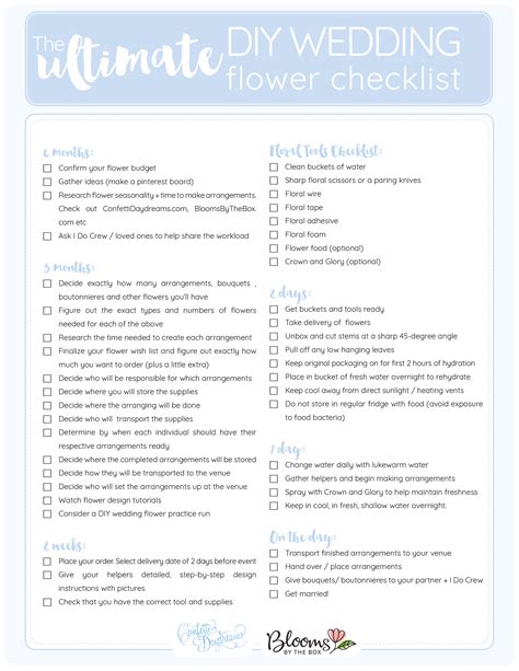 Wedding Flower Checklist Printable: A Must-Have For Every Bride