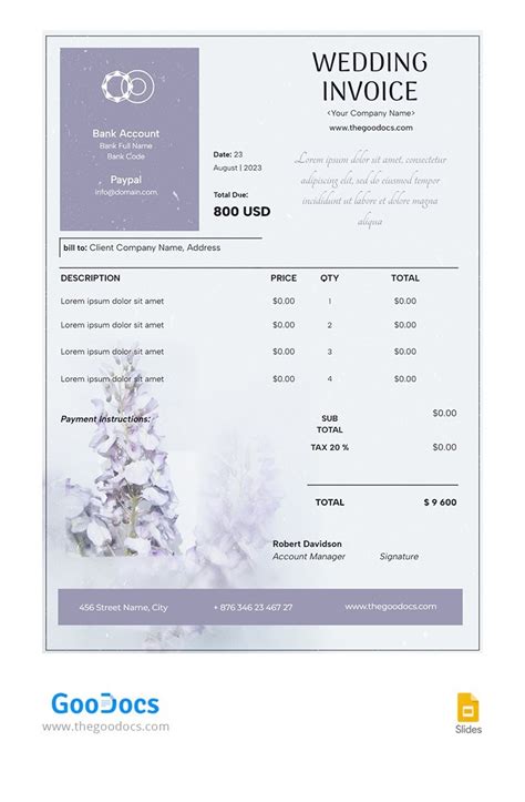 Pink floral invoice price sheet for photographers florists Etsy