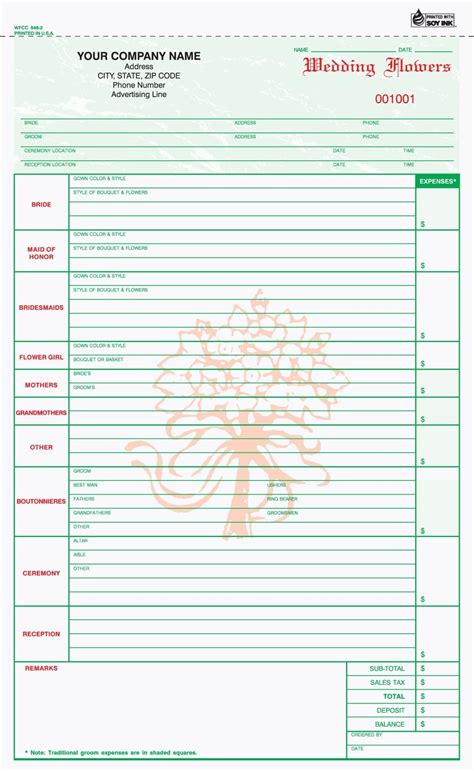explore our sample of florist order form template for free order form