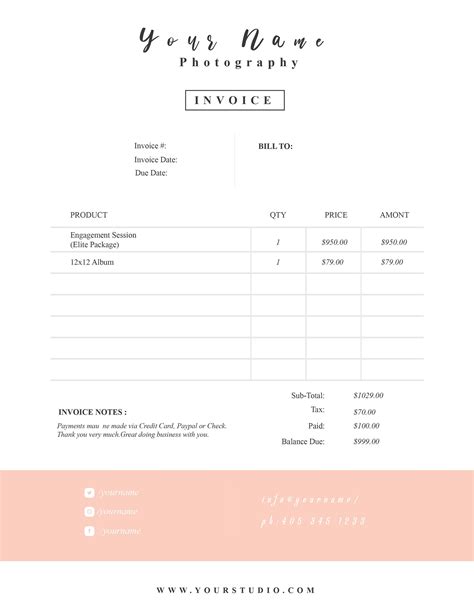 Wedding Photography Invoice Template